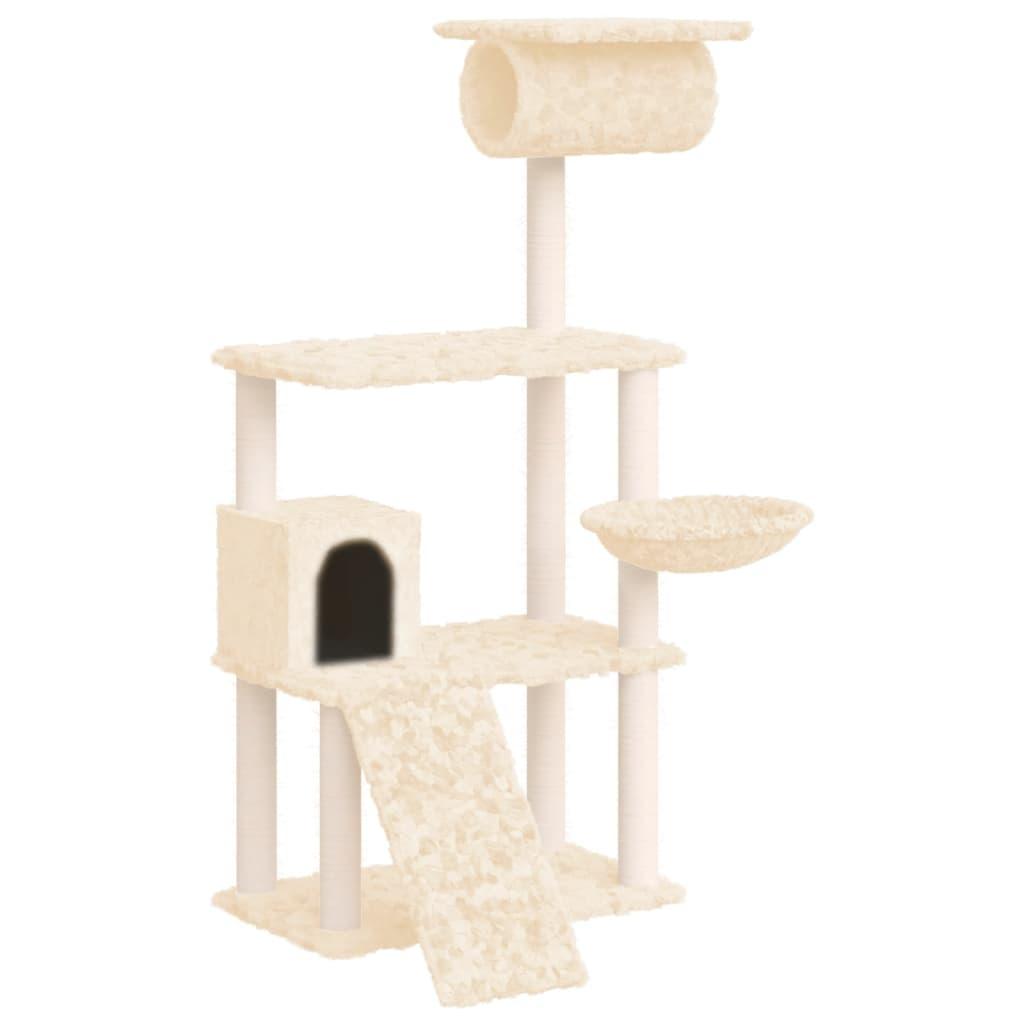 Arbre à chat avec griffoirs en sisal Crème 131 cm - Animalerie en ligne www.kat-shop.be