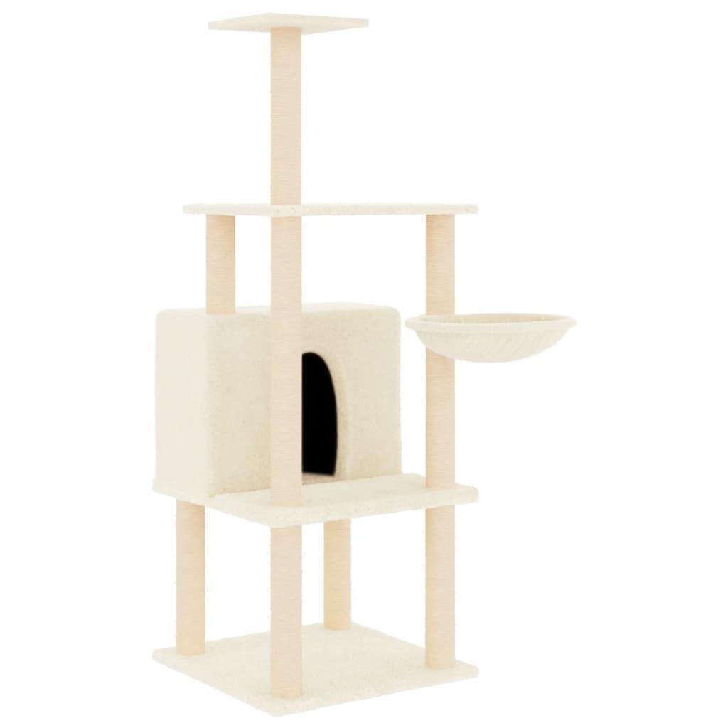 Arbre à chat avec griffoirs en sisal crème 132 cm - Animalerie en ligne Kat-Shop