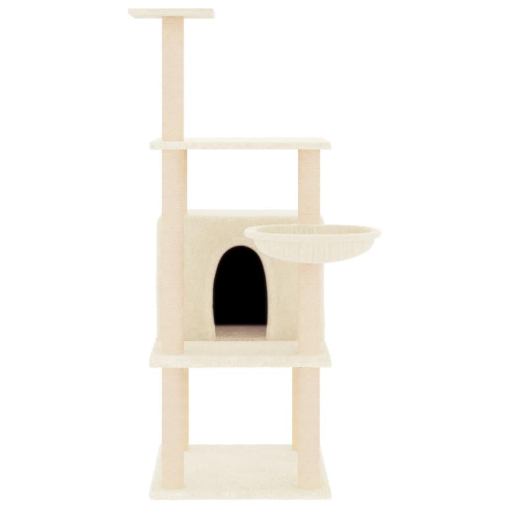 Arbre à chat avec griffoirs en sisal crème 132 cm - Animalerie en ligne Kat-Shop