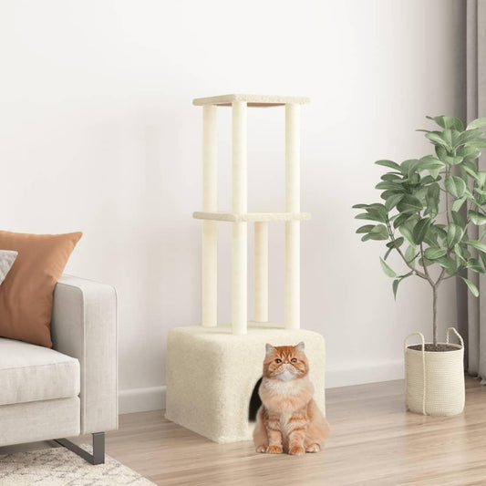 Arbre à chat avec griffoirs en sisal Crème 133,5 cm - Animalerie en ligne Kat-Shop