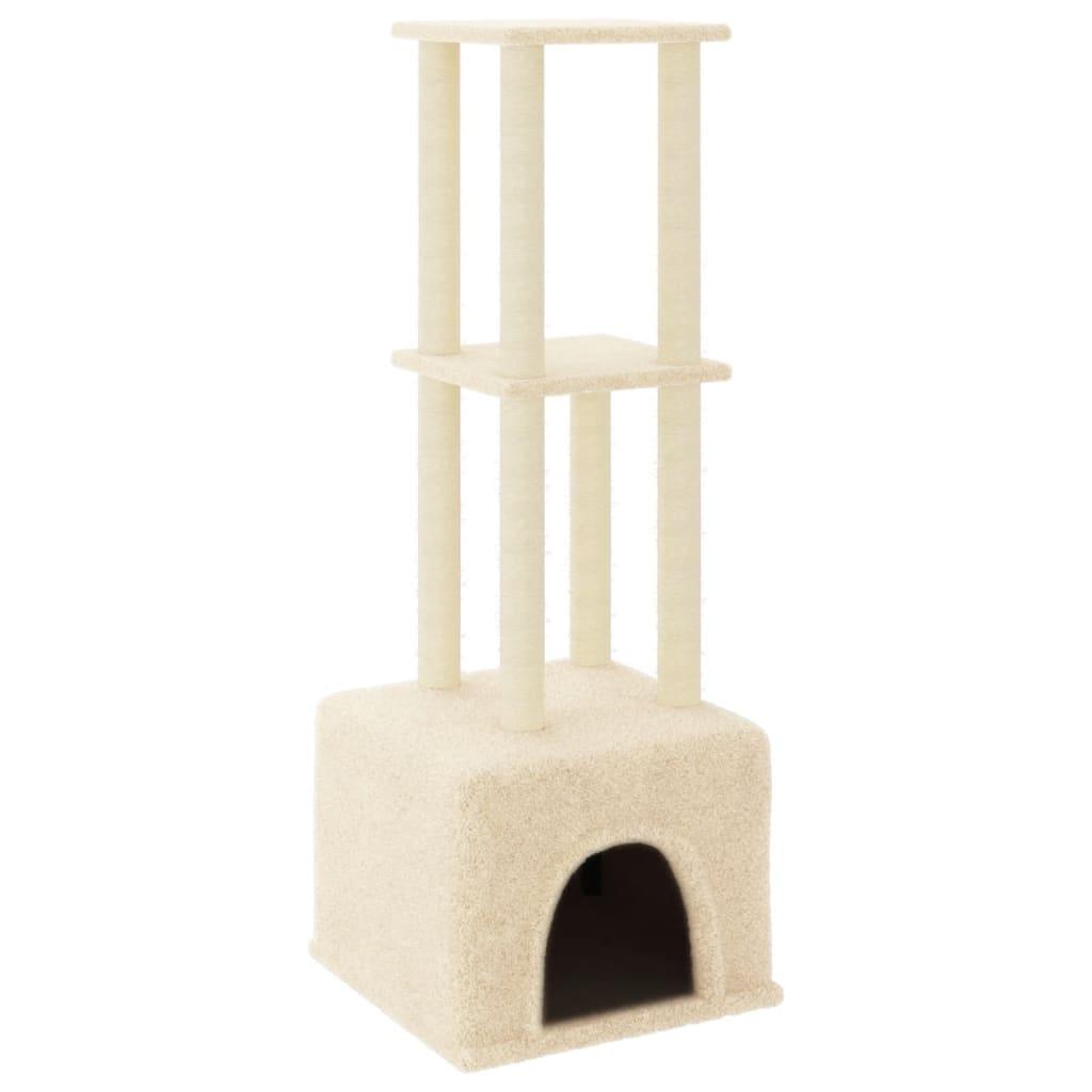 Arbre à chat avec griffoirs en sisal Crème 133,5 cm - Animalerie en ligne Kat-Shop