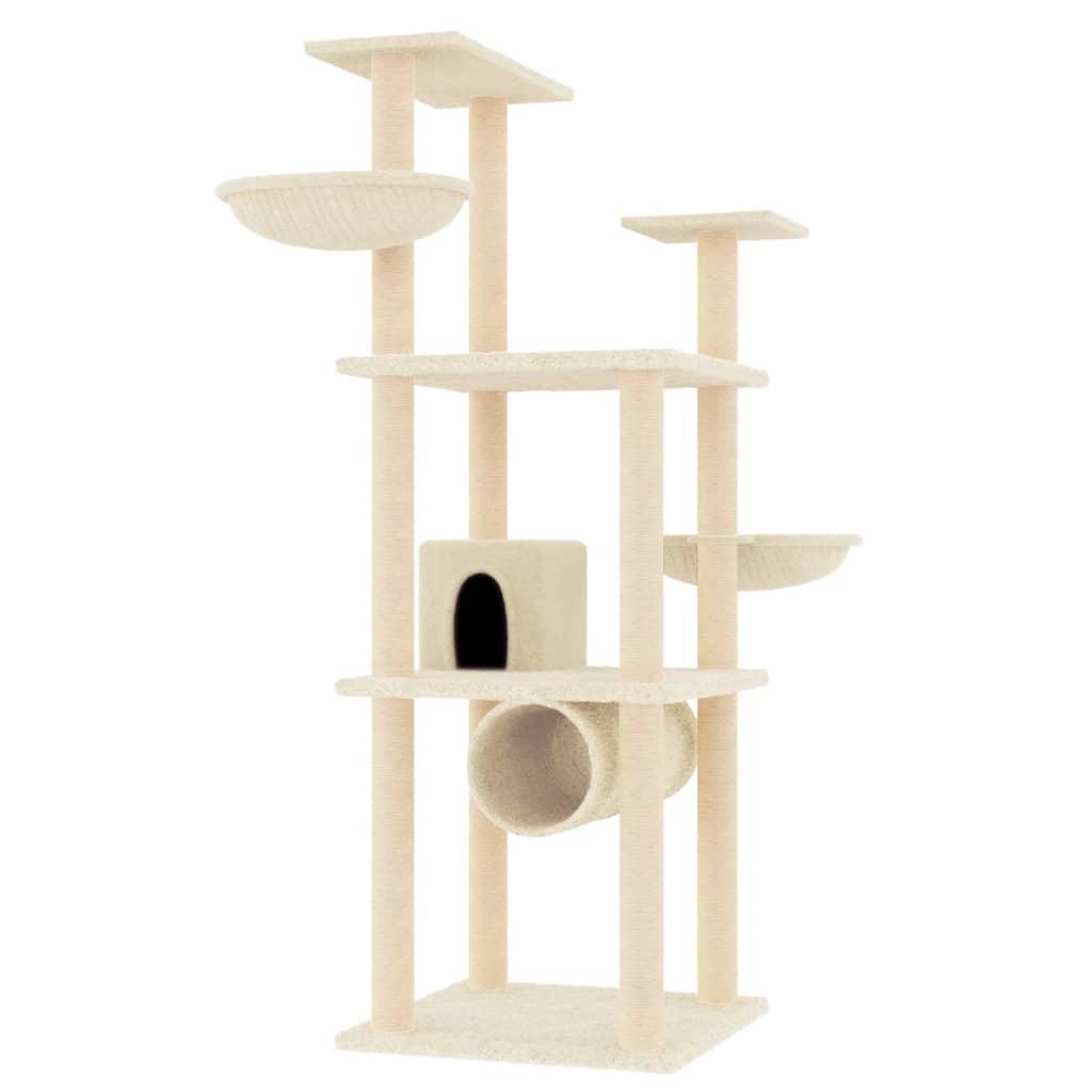 Arbre à chat avec griffoirs en sisal crème 141 cm - Animalerie en ligne Kat-Shop