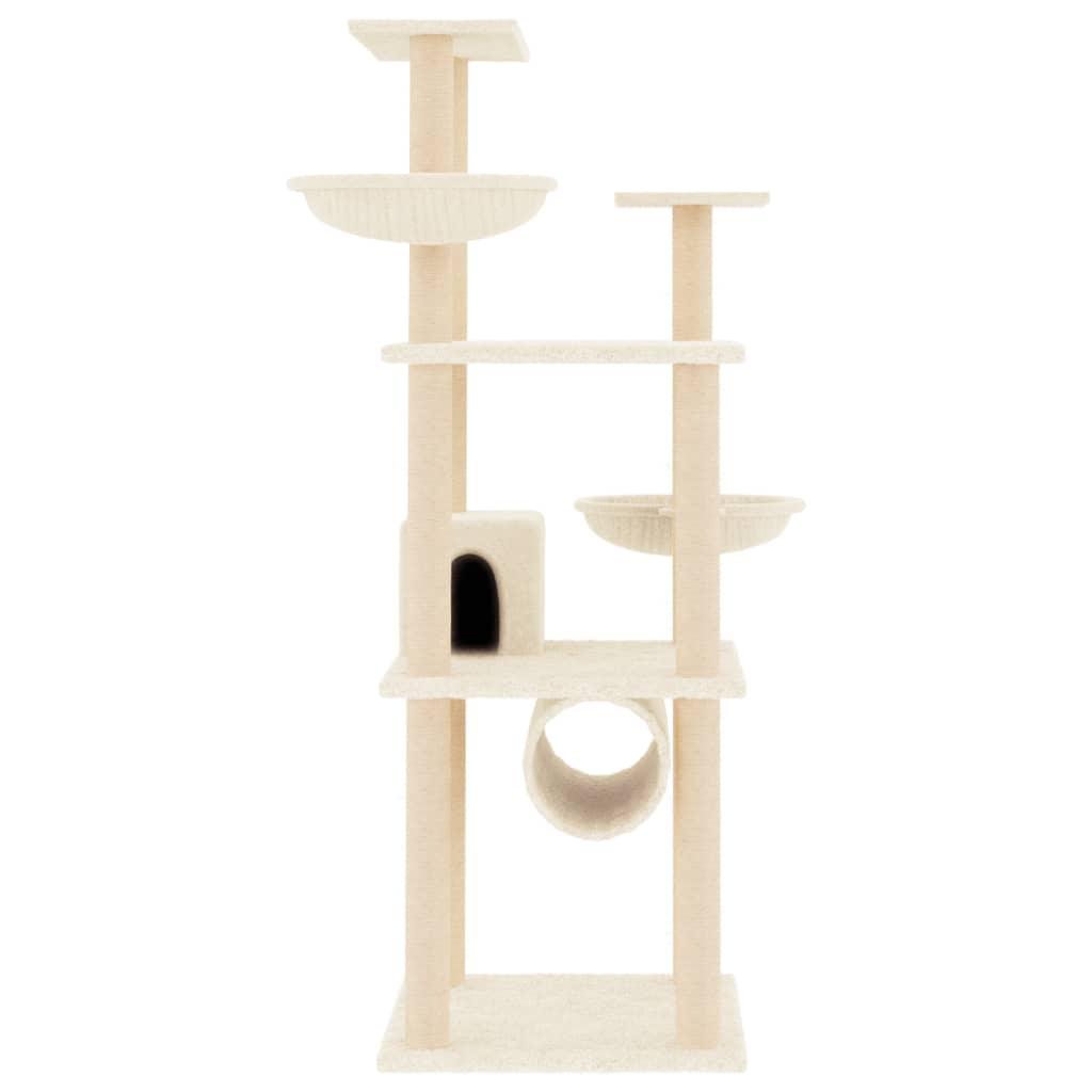 Arbre à chat avec griffoirs en sisal crème 141 cm - Animalerie en ligne Kat-Shop