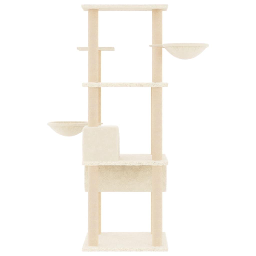 Arbre à chat avec griffoirs en sisal crème 141 cm - Animalerie en ligne Kat-Shop