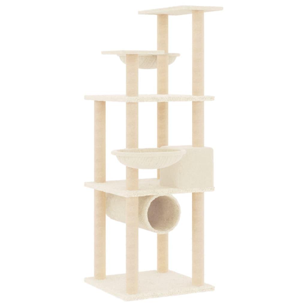 Arbre à chat avec griffoirs en sisal crème 141 cm - Animalerie en ligne Kat-Shop