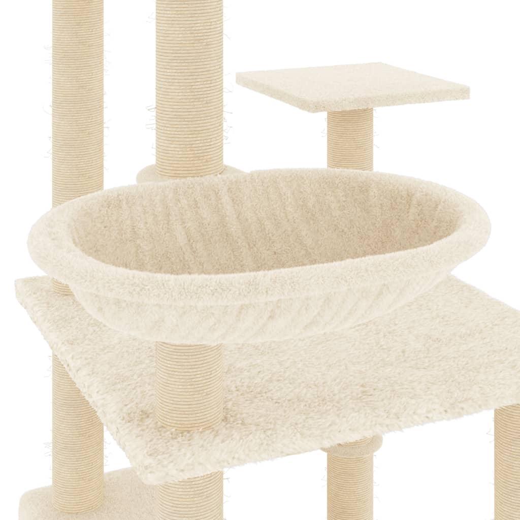 Arbre à chat avec griffoirs en sisal crème 141 cm - Animalerie en ligne Kat-Shop