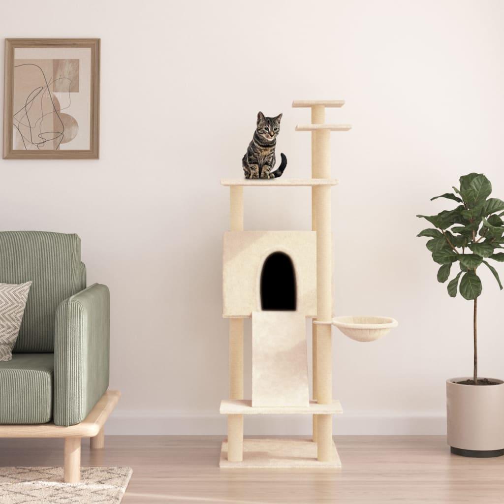 Arbre à chat avec griffoirs en sisal Crème 153 cm - Animalerie en ligne Kat-Shop