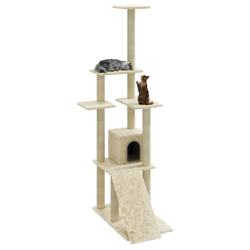 Arbre à chat avec griffoirs en sisal Crème 155 cm - Animalerie en ligne www.kat-shop.be