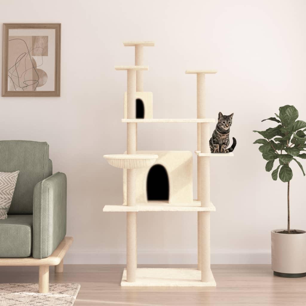 Arbre à chat avec griffoirs en sisal Crème 166 cm - Animalerie en ligne Kat-Shop