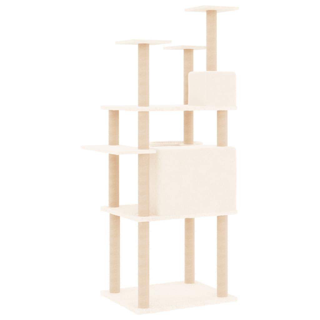 Arbre à chat avec griffoirs en sisal Crème 166 cm - Animalerie en ligne Kat-Shop