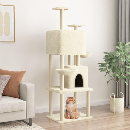 Arbre à chat avec griffoirs en sisal Crème 180 cm - Animalerie en ligne Kat-Shop
