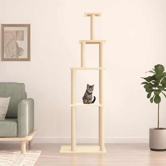 Arbre à chat avec griffoirs en sisal crème 183 cm - Animalerie en ligne Kat-Shop