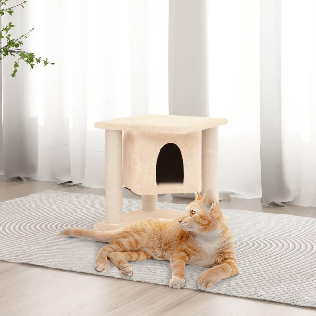 Arbre à chat avec griffoirs en sisal Crème 37 cm - Animalerie en ligne www.kat-shop.be