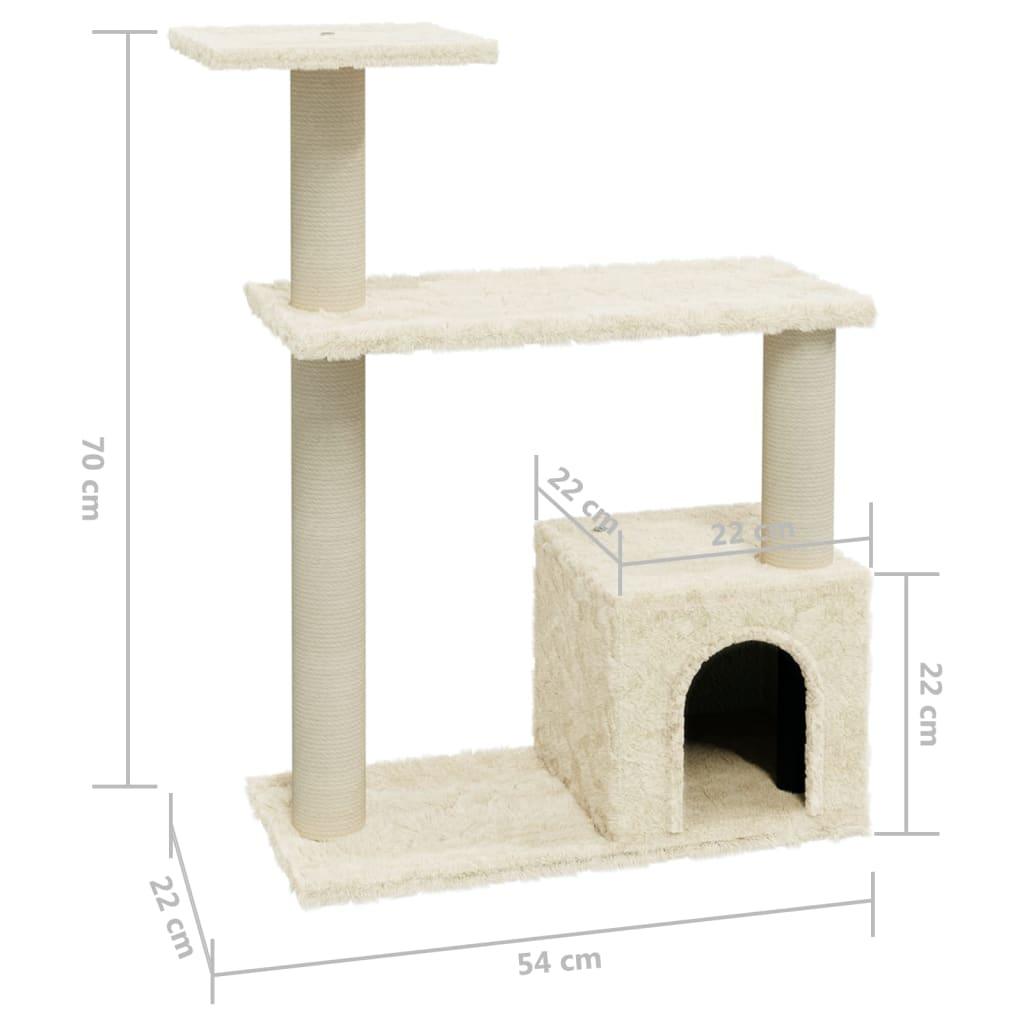 Arbre à chat avec griffoirs en sisal Crème 70 cm - Animalerie en ligne www.kat-shop.be