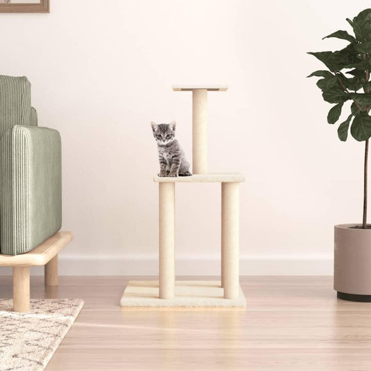 Arbre à chat avec griffoirs en sisal crème 85,5 cm - Animalerie en ligne Kat-Shop