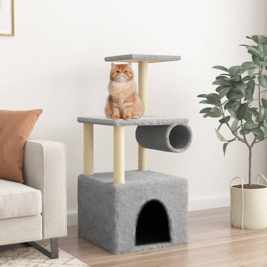 Arbre à chat avec griffoirs en sisal gris clair 109,5 cm - Animalerie en ligne Kat-Shop