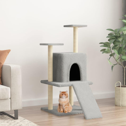 Arbre à chat avec griffoirs en sisal gris clair 110 cm - Animalerie en ligne Kat-Shop