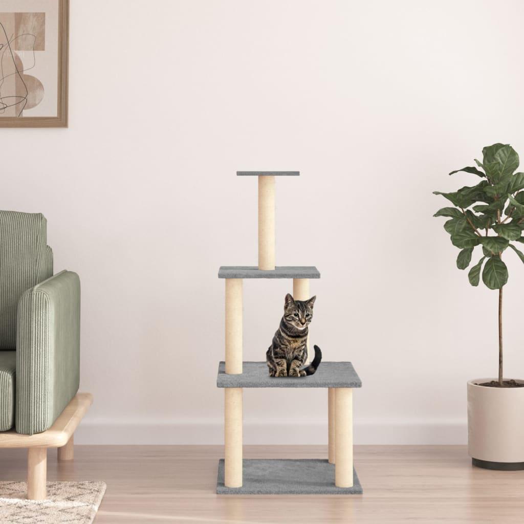 Arbre à chat avec griffoirs en sisal gris clair 111 cm - Animalerie en ligne Kat-Shop