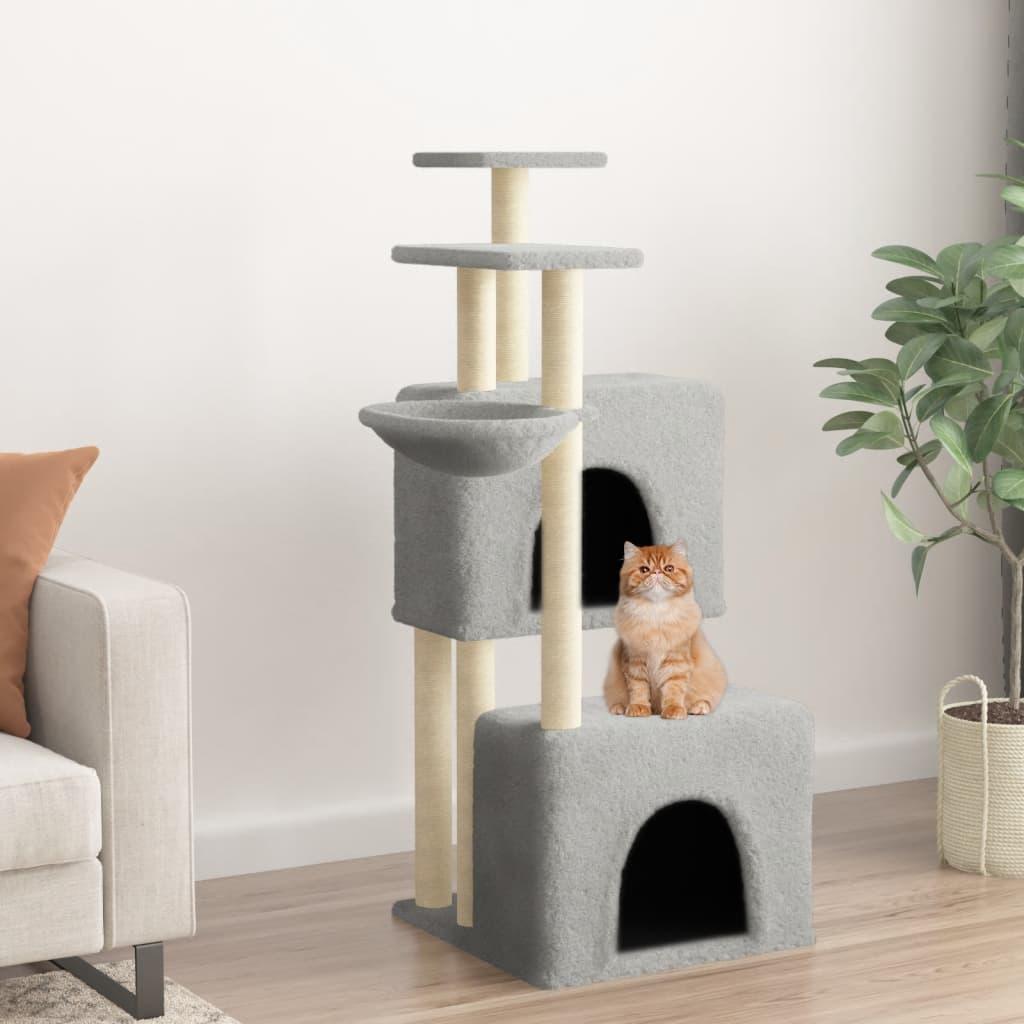 Arbre à chat avec griffoirs en sisal gris clair 122 cm - Animalerie en ligne Kat-Shop