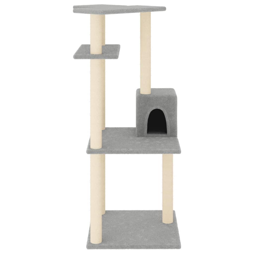 Arbre à chat avec griffoirs en sisal gris clair 123 cm - Animalerie en ligne Kat-Shop