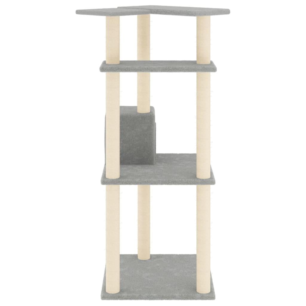 Arbre à chat avec griffoirs en sisal gris clair 123 cm - Animalerie en ligne Kat-Shop