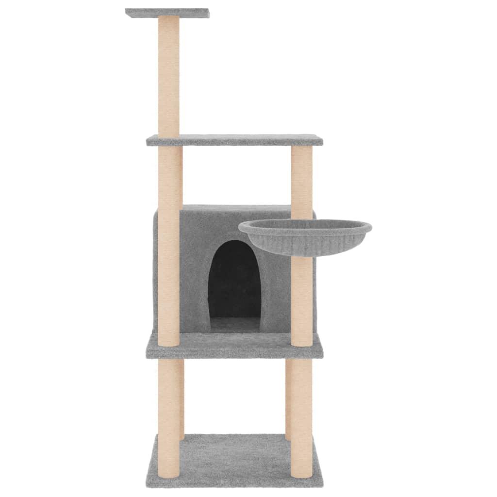 Arbre à chat avec griffoirs en sisal gris clair 132 cm - Animalerie en ligne Kat-Shop