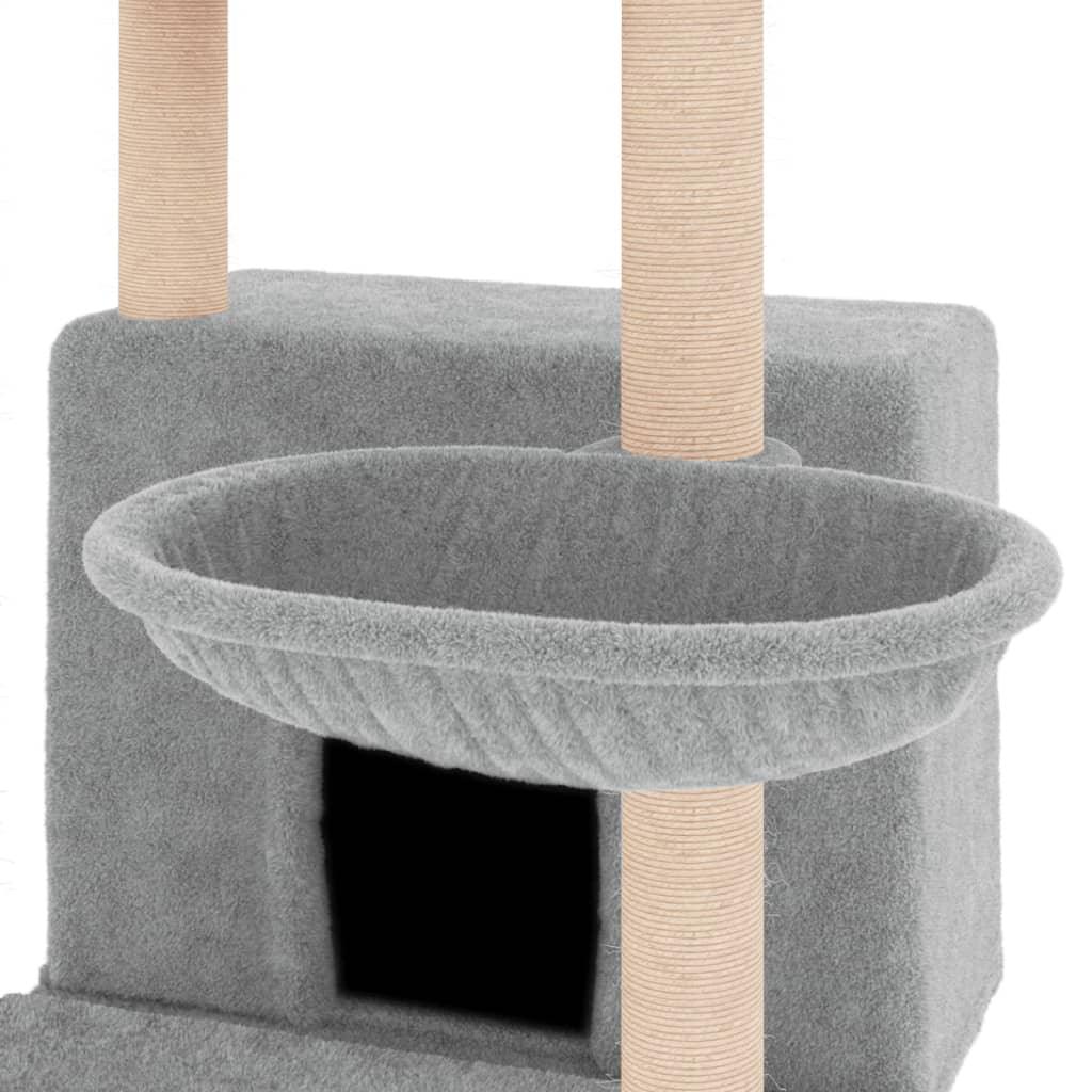 Arbre à chat avec griffoirs en sisal gris clair 132 cm - Animalerie en ligne Kat-Shop