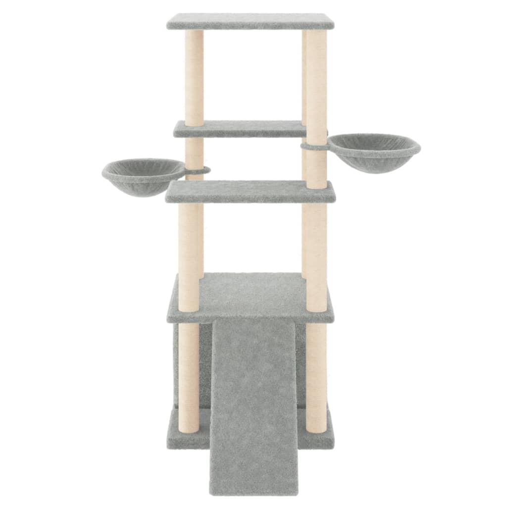 Arbre à chat avec griffoirs en sisal gris clair 133 cm - Animalerie en ligne Kat-Shop