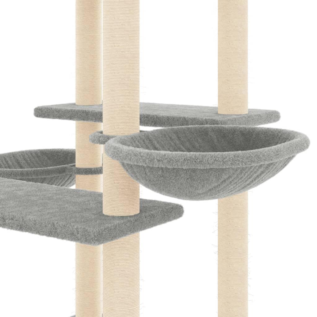 Arbre à chat avec griffoirs en sisal gris clair 133 cm - Animalerie en ligne Kat-Shop