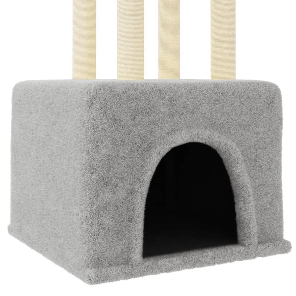 Arbre à chat avec griffoirs en sisal gris clair 133,5 cm - Animalerie en ligne Kat-Shop