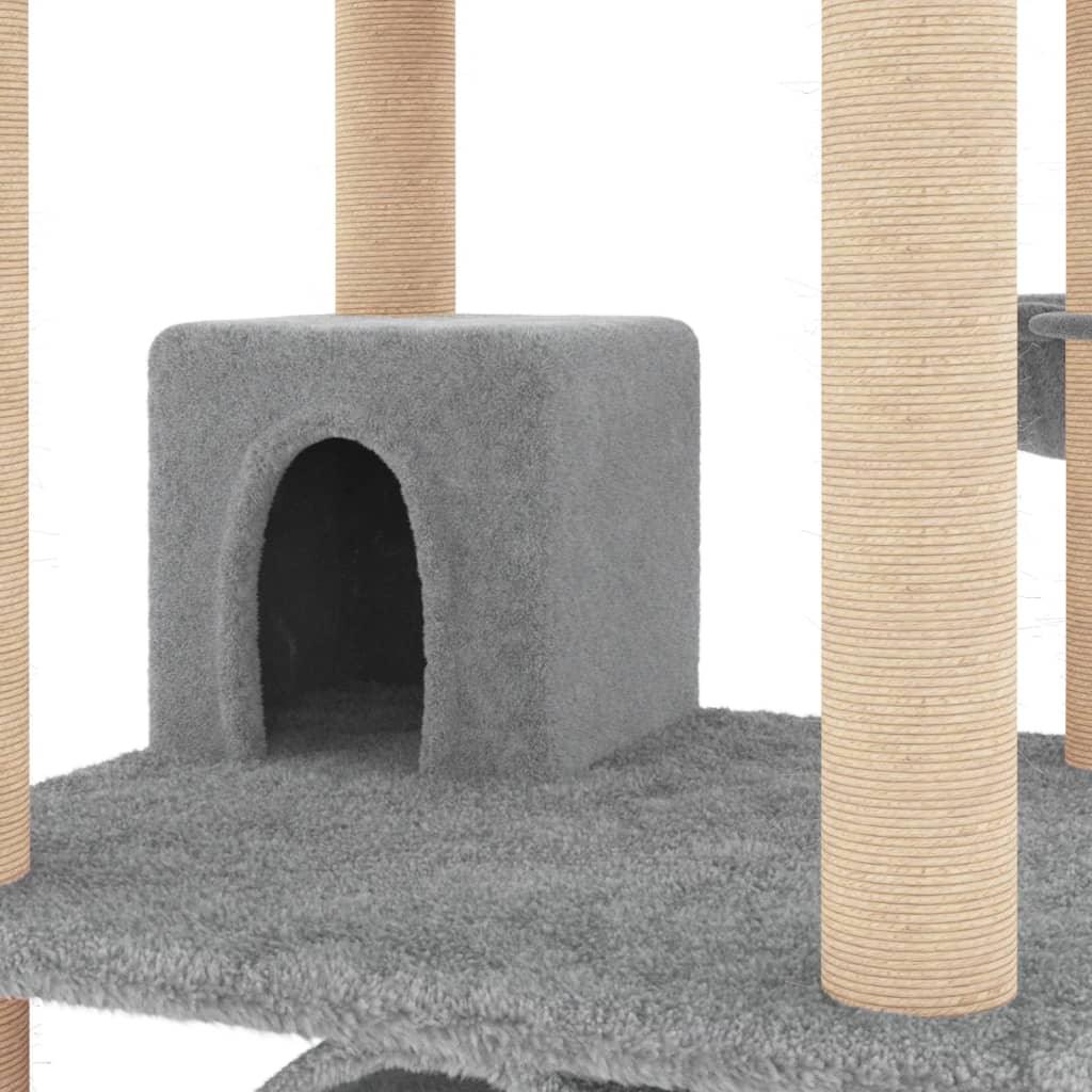Arbre à chat avec griffoirs en sisal gris clair 141 cm - Animalerie en ligne Kat-Shop