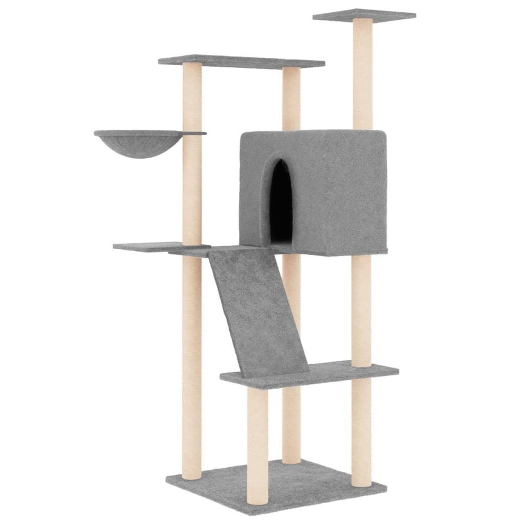 Arbre à chat avec griffoirs en sisal gris clair 143 cm - Animalerie en ligne Kat-Shop