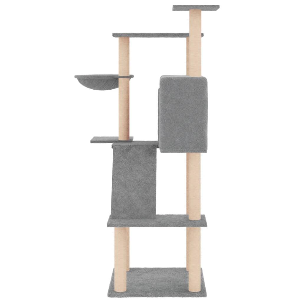 Arbre à chat avec griffoirs en sisal gris clair 143 cm - Animalerie en ligne Kat-Shop