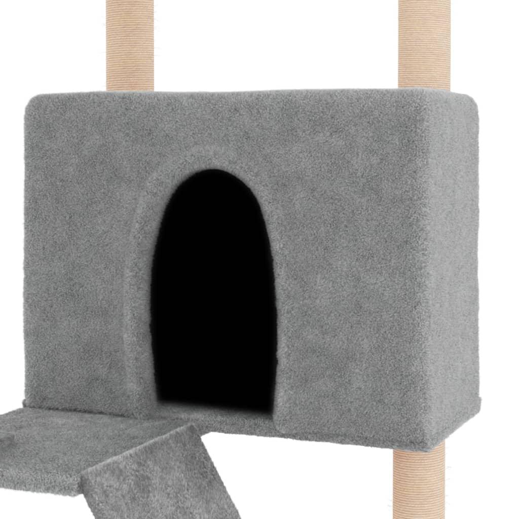 Arbre à chat avec griffoirs en sisal gris clair 143 cm - Animalerie en ligne Kat-Shop