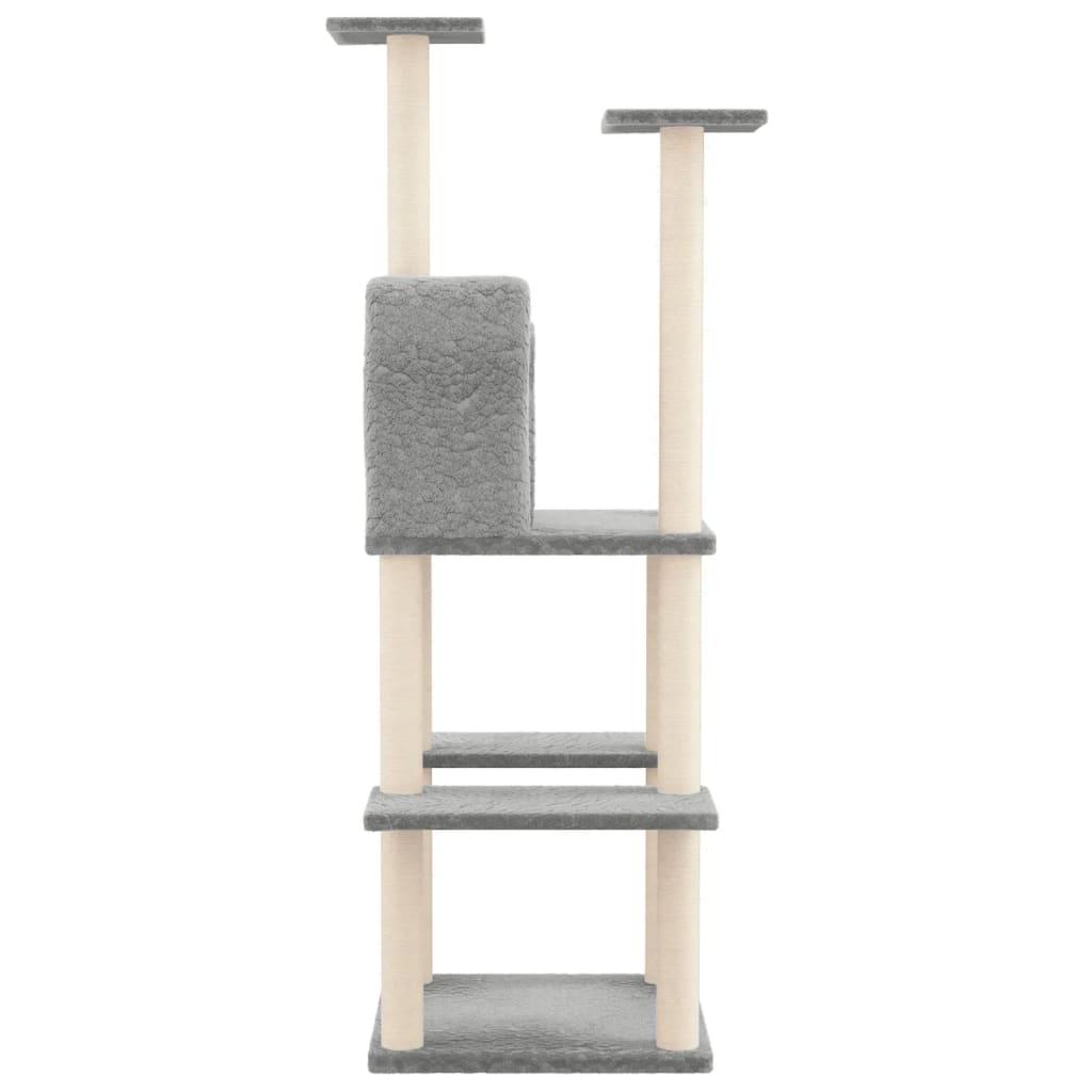 Arbre à chat avec griffoirs en sisal Gris clair 144,5 cm - Animalerie en ligne www.kat-shop.be