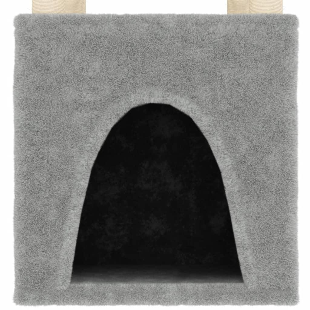 Arbre à chat avec griffoirs en sisal gris clair 147 cm - Animalerie en ligne Kat-Shop
