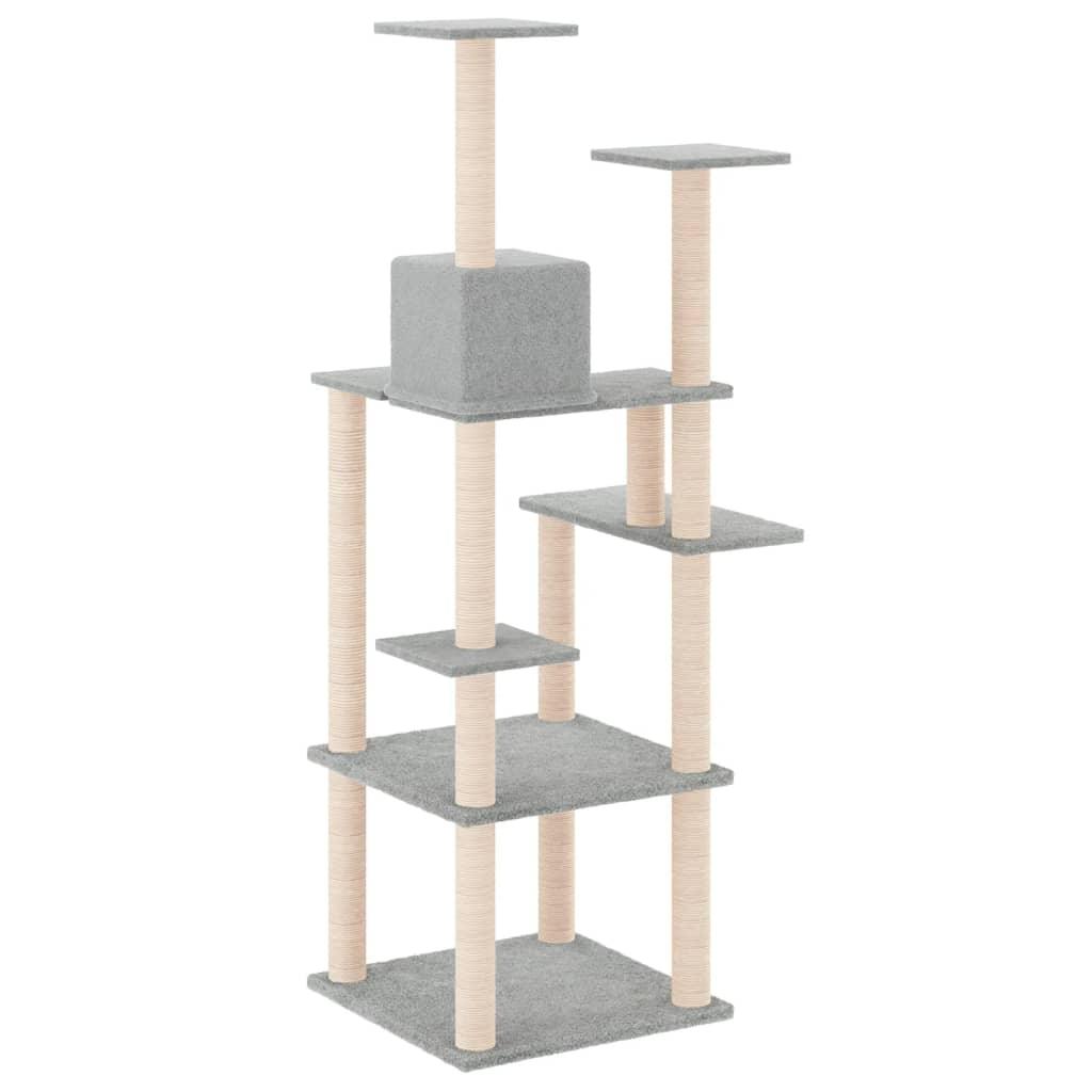 Arbre à chat avec griffoirs en sisal Gris clair 153 cm - Animalerie en ligne www.kat-shop.be