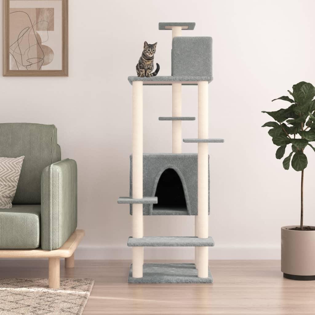 Arbre à chat avec griffoirs en sisal Gris clair 154 cm - Animalerie en ligne Kat-Shop