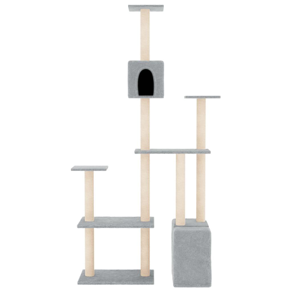 Arbre à chat avec griffoirs en sisal Gris clair 180 cm - Animalerie en ligne Kat-Shop