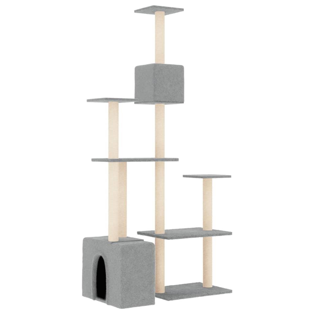 Arbre à chat avec griffoirs en sisal Gris clair 180 cm - Animalerie en ligne Kat-Shop