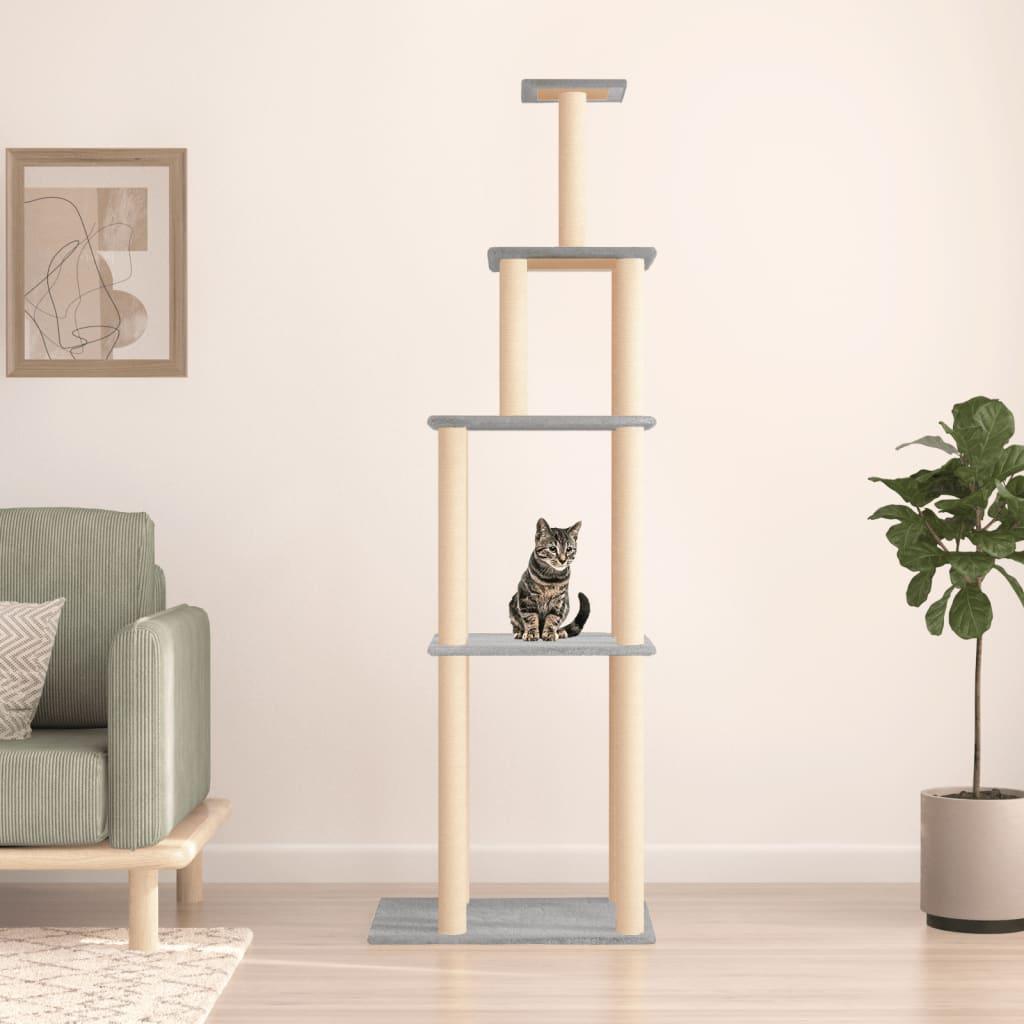 Arbre à chat avec griffoirs en sisal gris clair 183 cm - Animalerie en ligne Kat-Shop