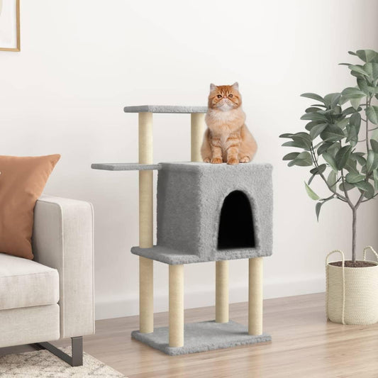 Arbre à chat avec griffoirs en sisal gris clair 97 cm - Animalerie en ligne Kat-Shop