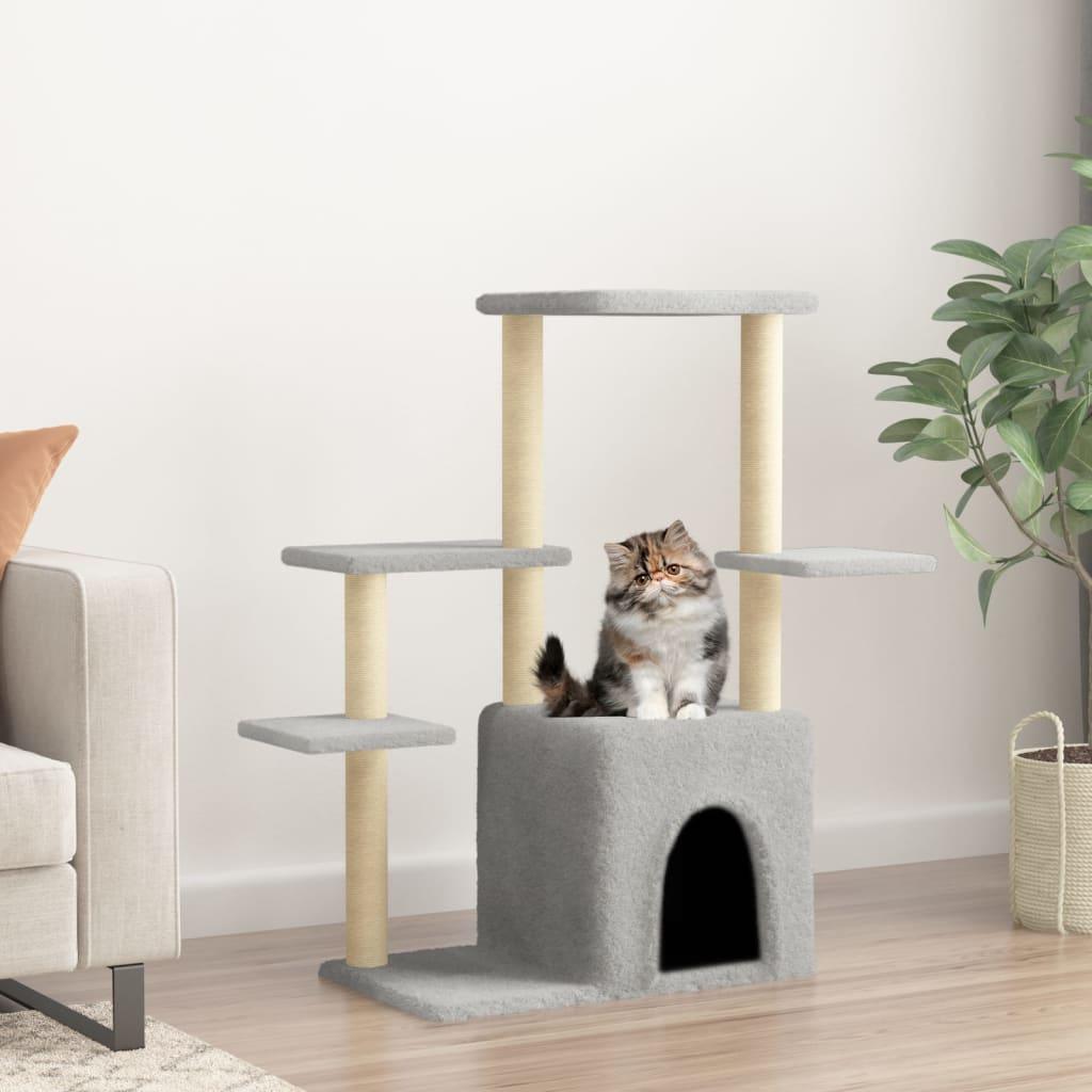 Arbre à chat avec griffoirs en sisal gris clair 97,5 cm - Animalerie en ligne Kat-Shop