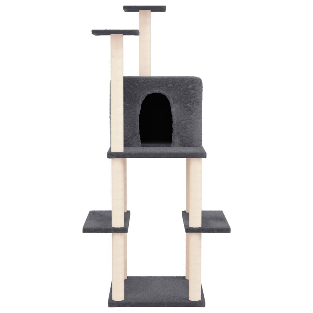 Arbre à chat avec griffoirs en sisal Gris foncé 144,5 cm - Animalerie en ligne www.kat-shop.be