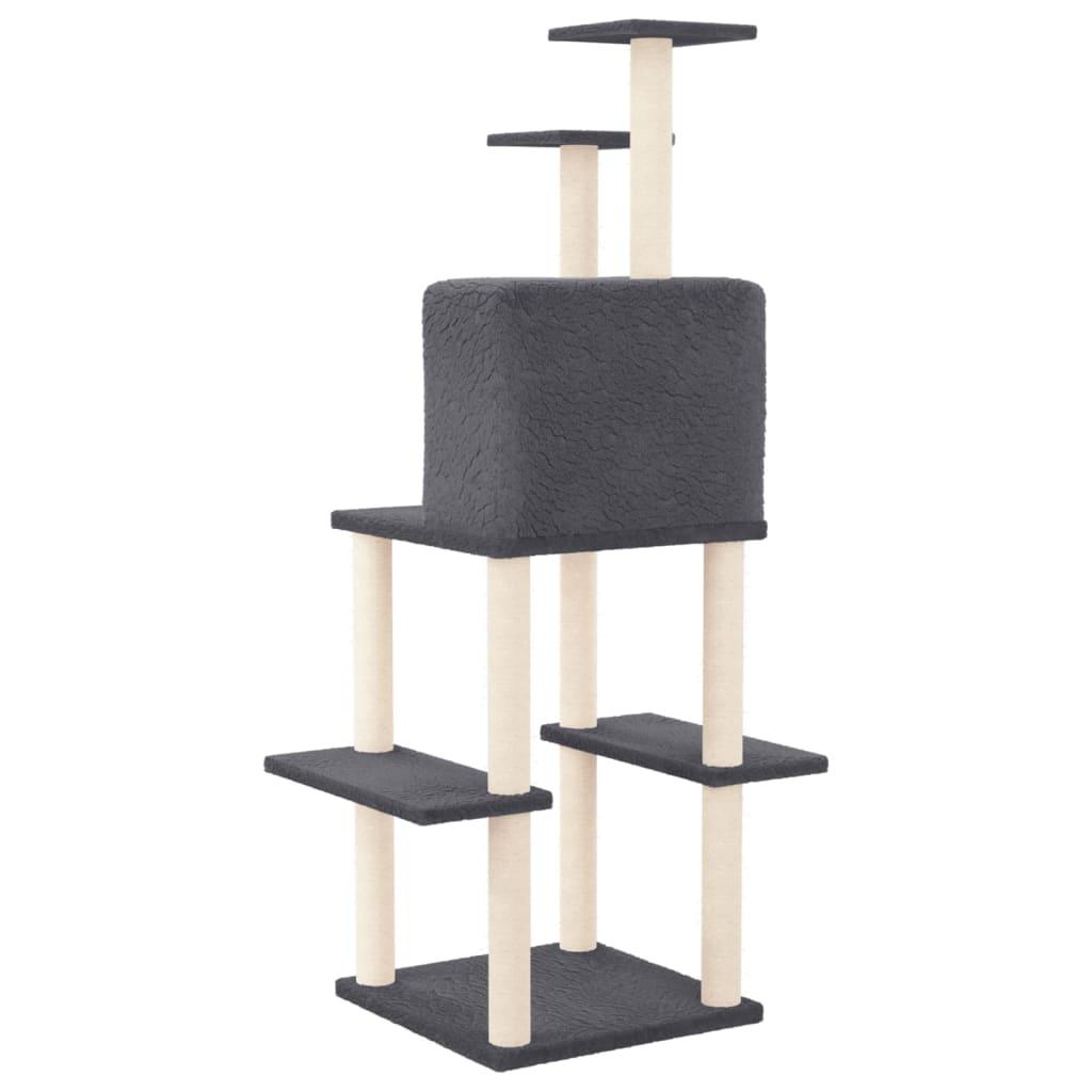 Arbre à chat avec griffoirs en sisal Gris foncé 144,5 cm - Animalerie en ligne www.kat-shop.be