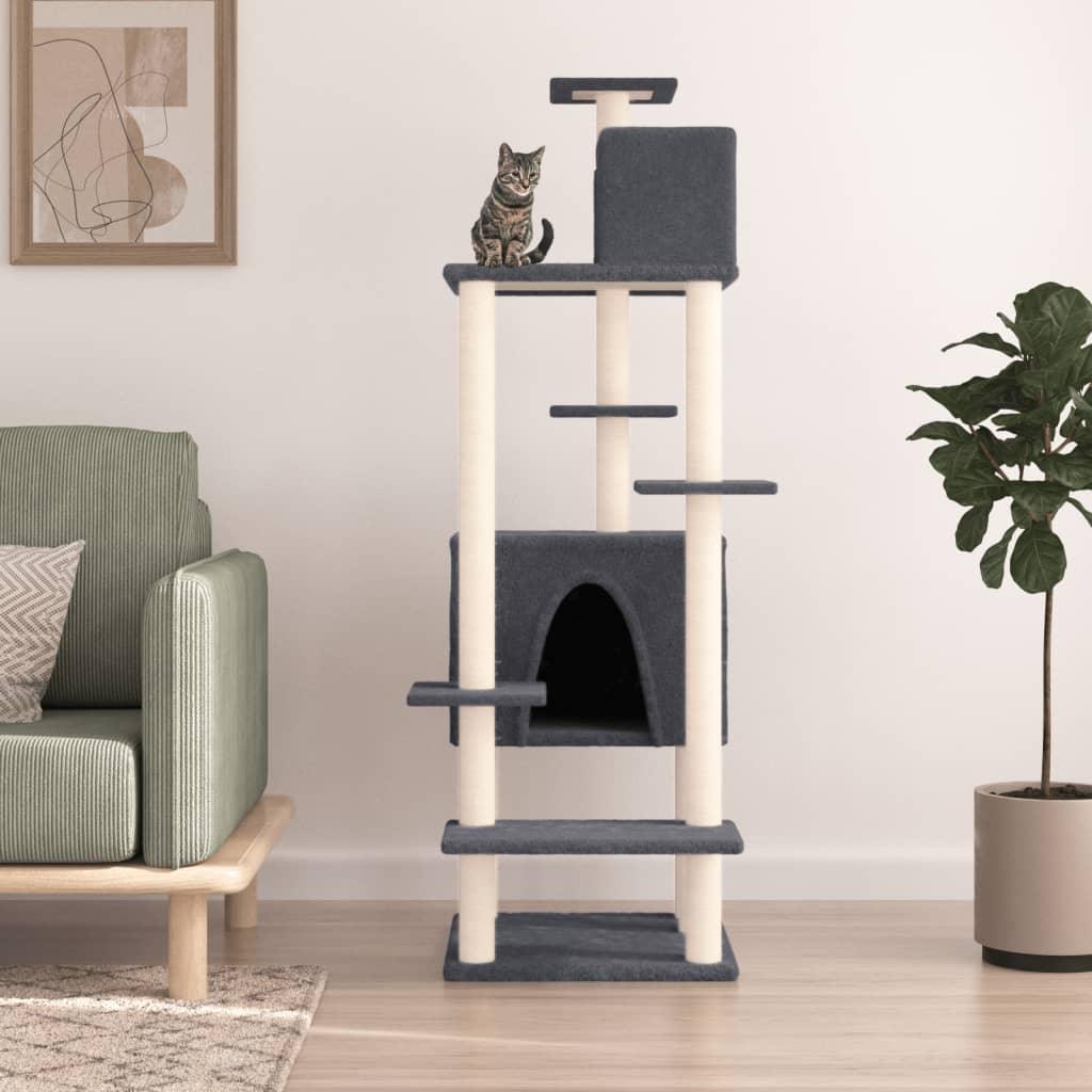 Arbre à chat avec griffoirs en sisal Gris foncé 154 cm - Animalerie en ligne Kat-Shop