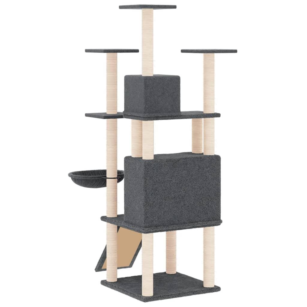 Arbre à chat avec griffoirs en sisal Gris foncé 154 cm - Animalerie en ligne www.kat-shop.be