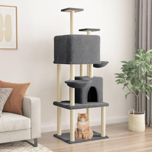 Arbre à chat avec griffoirs en sisal Gris foncé 180 cm - Animalerie en ligne Kat-Shop