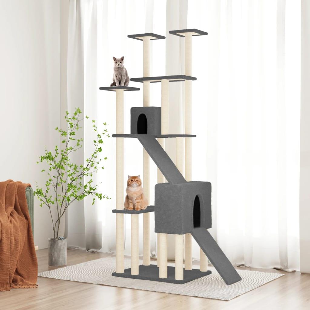 Arbre à chat avec griffoirs en sisal Gris foncé 190 cm - Animalerie en ligne Kat-Shop
