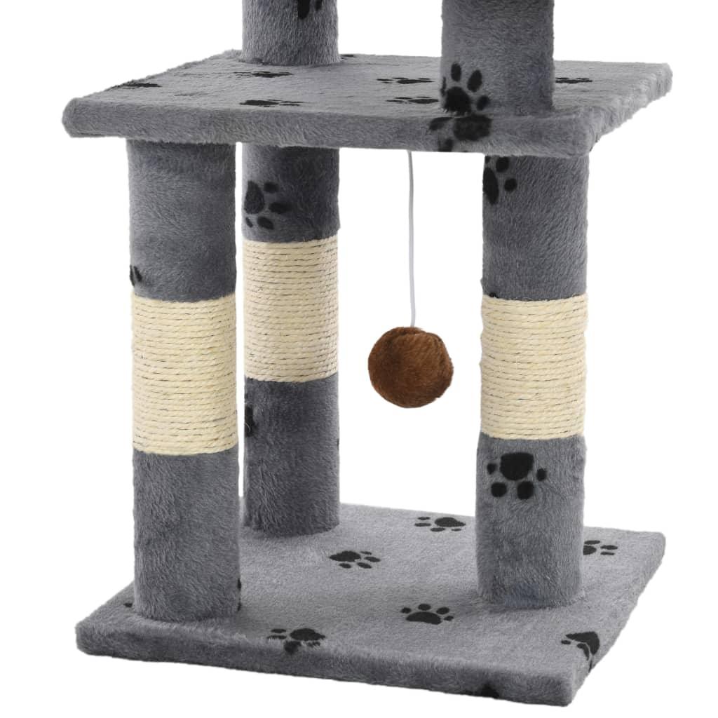 Arbre à chat et griffoir Sisal 65 cm Empreintes de pattes Gris - Animalerie en ligne Kat-Shop
